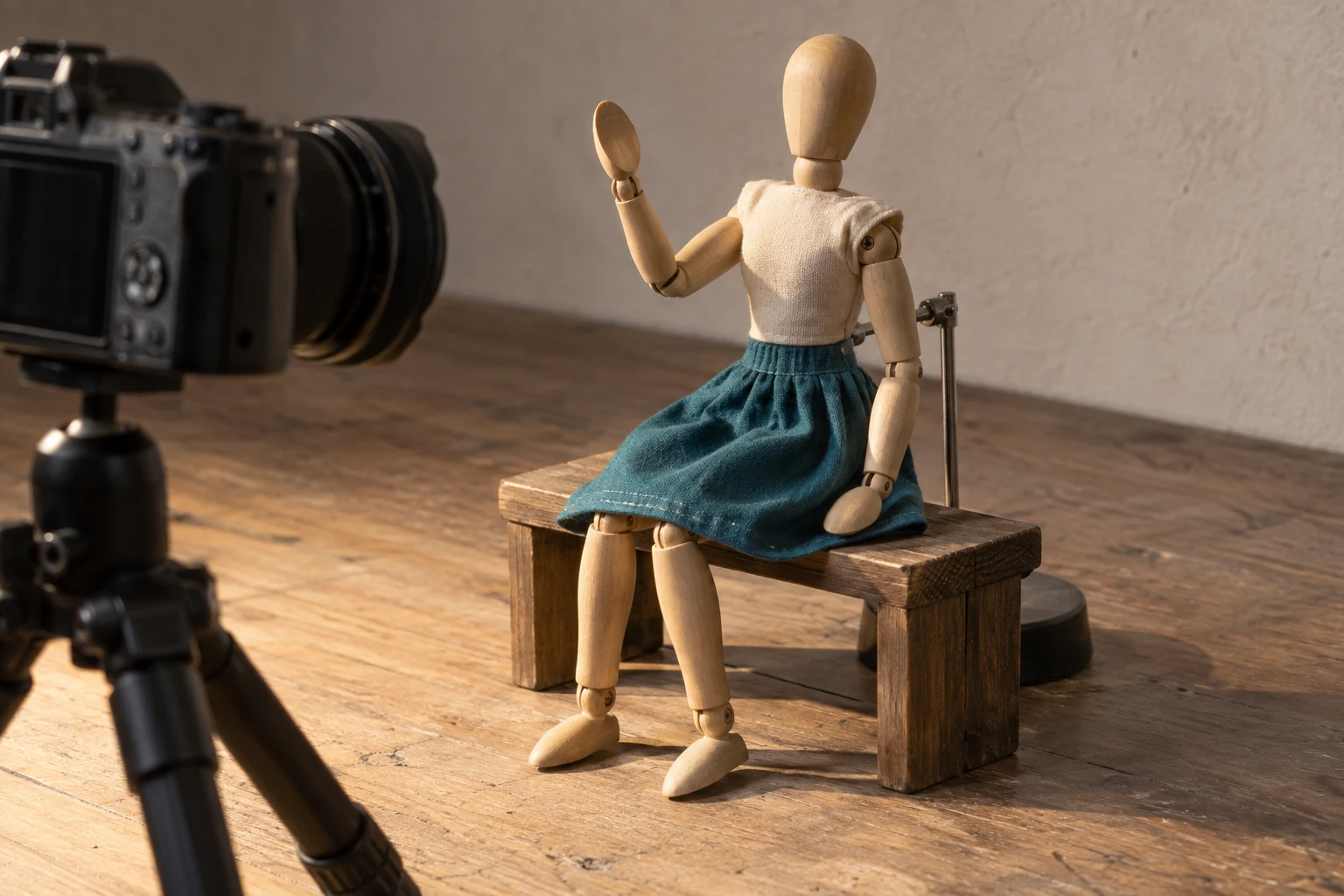 Animar una muñeca sentada: apoyos y vestuario entre fotogramas